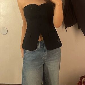 NWT by Anthropologie strapless black top size XS